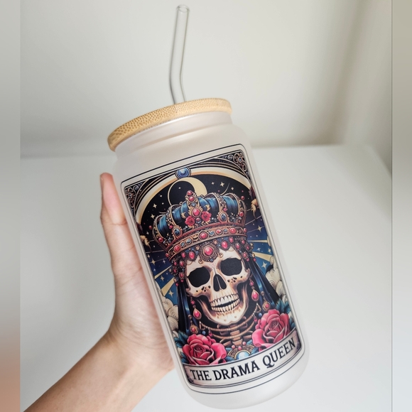 The Drama Queen Tarot Card 16oz Frosted Beer Can Glass Cup - Picture 2 of 4